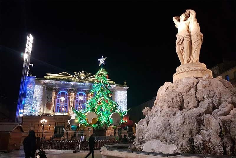 Place de la Comédie during December Christmas time.