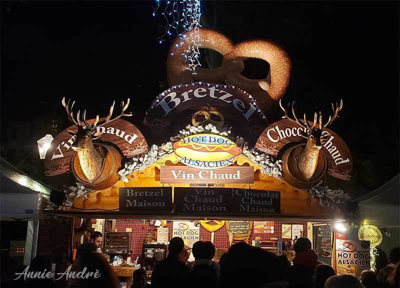 Photo of Christmas market food chalet selling various street food